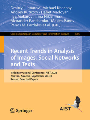 cover image of Recent Trends in Analysis of Images, Social Networks and Texts